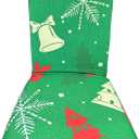4 Pieces Christmas Xmas Spandex Stretch Washable Dining Room Chair Cover Protector Seat Slipcovers (4, Green Snowflake)