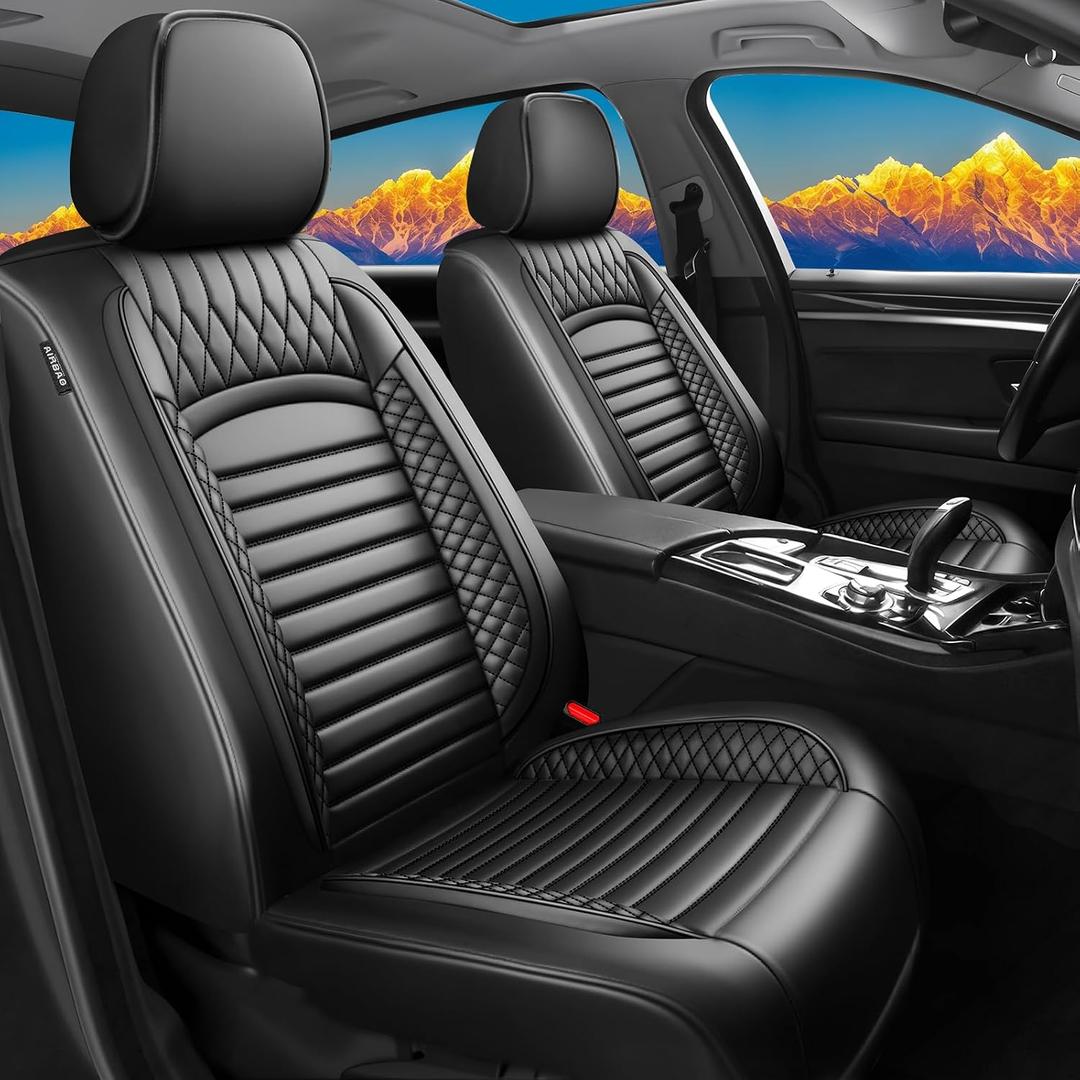 Fit Maverick Car Seat Covers for Ford Maverick 2022-2024 2025 2026-Upgraded Premium Waterproof & Breathable Leather, Airbag Compatible, All-Weather Seat Cushion Protector (Full Set, Black)