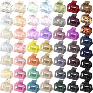 50 Pcs Claw Hair Clips Bulk 2'' Medium Square Matte Nonslip Claw Clips for Women Hair Styling Accessories for Women Gift Wife Mother (Bright Color) (Bright Color)