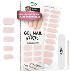 MOYOU LONDON Semi Cured Gel Nail Strips - 20 Pcs. Waterproof Gel Nail Wraps, Cures in Sunlight or UV/LED Lamp, Lasts Up to 2+ Weeks, Stretchable, Easy to Apply & Remove, Vegan & Cruelty-Free Pack of 5