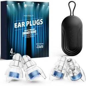 Reure High Fidelity Concert Ear Plugs, Noise Cancelling Silicone Ear Plugs 2 Pairs Great for Concerts Loud Music, Musicians, Motorcycles, Airplanes, Raves, Hearing Protection -23 dB