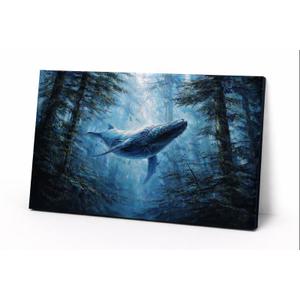 Suconvng Blue Whale Wall Art For Living Room Print Painting Canvas Art Wall Decor Picture For Bedroom Home Wall Decor Landscape Prints Paintings Modern Pictures Artwork 24 x 48 In