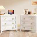 Huuger Paint Night Stand with Charger Station and USB-C Port, 3 Drawer Nightstands Set of 2, Larger Wider Bedside Table, Modern End Table, for Bedroom, White Nightstand