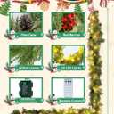 NUPTIO Artificial Christmas Garland with Lights: 2Pcs 6.2Ft Pre-Lit Gold Glitter Garland with Pine Cones Red Berry Eucalyptus - Xmas Decorations for Mantle Fireplace Railing Stairs Table Door