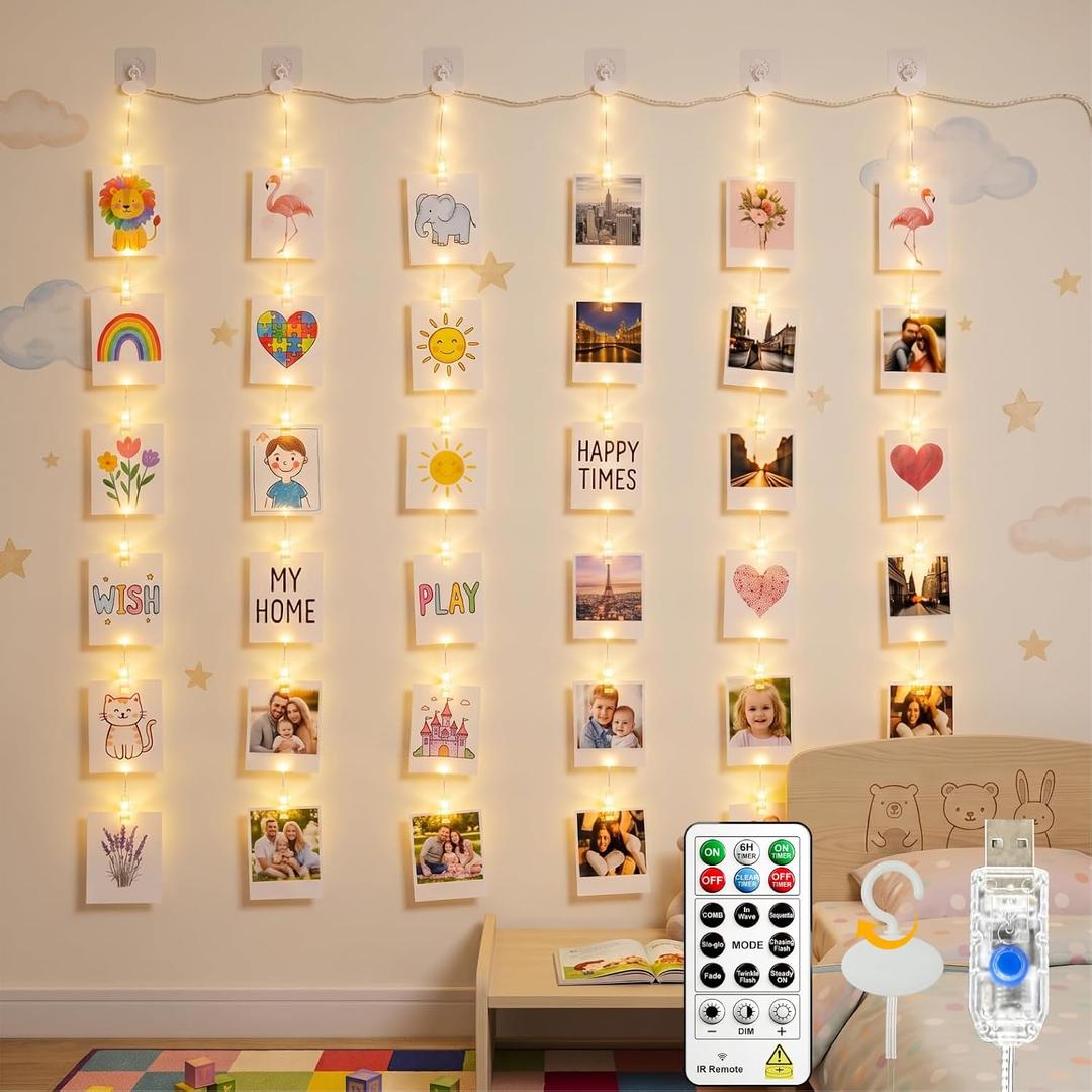 ZSJWL Short Curtain Lights, 3.3x5FT 96 LED, Remote & 8 Modes, USB