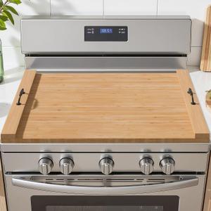 Gas Stove Top Cover: Bamboo 30 * 22 Inches Electric Stovetop Covers, Noodle Board with Handles, Wood RV Cutting Board for Kitchen Counter, 31.5 x 22.75 inches