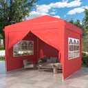 10x10 Party Tent, Outdoor Tents for Parties, Red Wedding Tent, Event Tent, Canopy Tent with 3 Removable Sidewalls, Big Gazebo Tent for Backyard, Garden