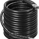 YAMATIC 5000PSI 3/8" Pressure Washer Hose 100FT with Stainless Steel Quick Connector, Rubber Power Washer Replacement Hose, Steel Wire Braided, Compatible with Simpson, Craftsman, Champion