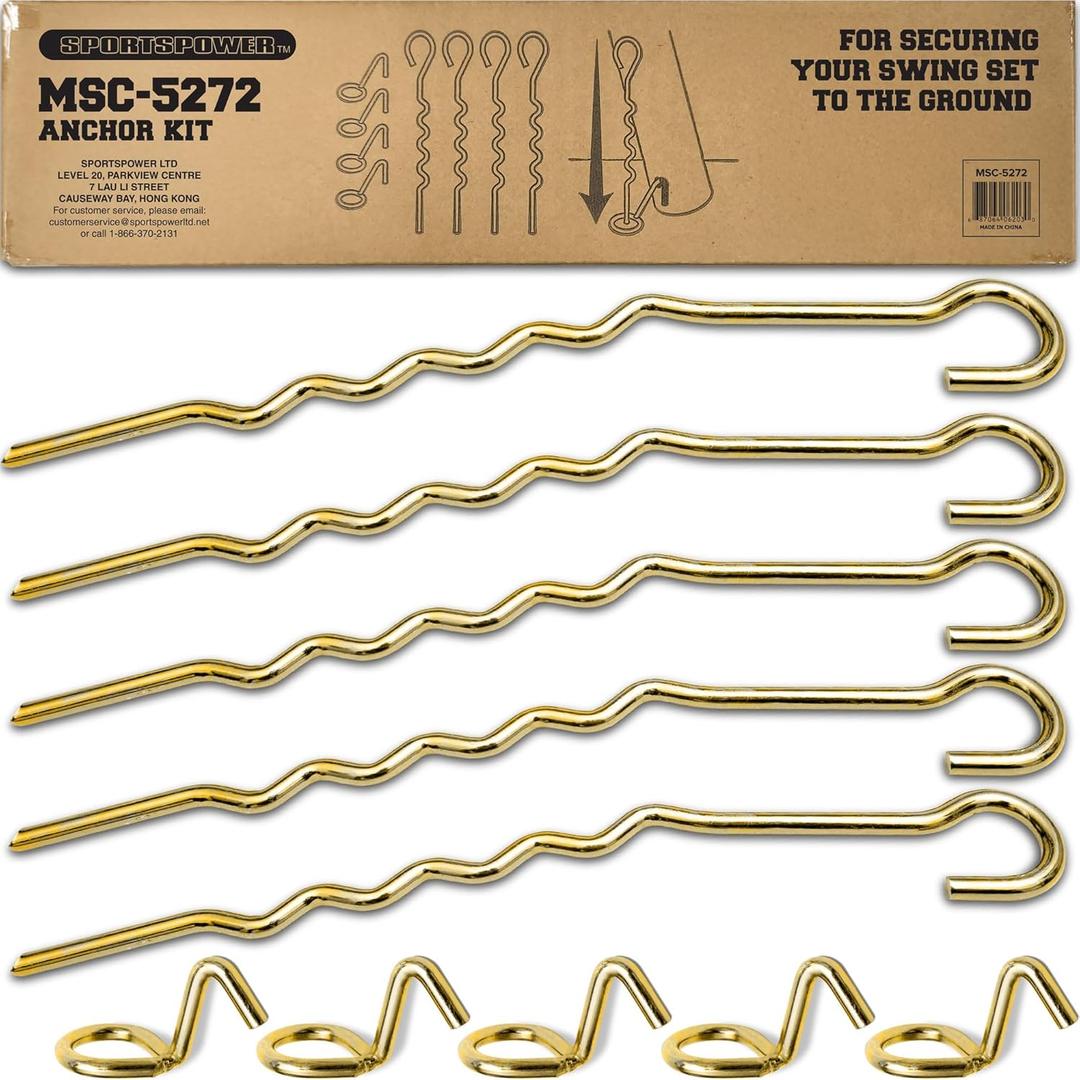 Sportspower MSC-5272 Metal Ground Anchor Kit for Swing Sets, Gold