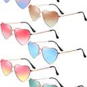 Frienda 6 Pairs Heart Shaped Sunglasses Vintage Heart Frame Multicolor Metal Retro Glasses Women Sunglasses