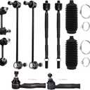 Front Inner Outer Tie Rod End w/Steering Boot fit for Scion tC 2005 2006 2007 2008 2009 2010, Suspension Kit with Sway Bar Link - 10pc Set