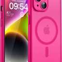TOCOL for Phone 14 Case, Compatible with Magsafe Charger, Full Camera Protection, Drop Protection, Translucent Matte Phone Case for iPhone 14 6.1 inch (Hot Pink)
