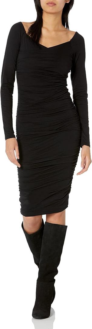 Velvet by Graham & Spencer Women's Tori Ruched Off The Shoulder Dress (Black, M)