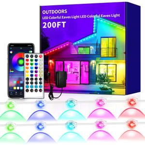 Yocrostar 200ft Permanent Outdoor Light, RGB Eaves Lights with App Control Remote, DIY IP67 Waterproof led Lights, Outside Light for House, Halloween, Roof, Garden, Christmas Decorations