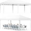 Outdoor Canopy Tent, 10x20 Pop Up Canopy with Carry Bag, 3 Adjustable Heights, Easy Set Up Tent, Heavy Duty Portable Shelter for Parties, Beach, Outdoor, White