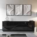 Framed Modern Abstract Wall Art, 3 Piece Minimalist Bright Style Prints Paintings Artwork for Walls, Silver Gray Contemporary Luxury Pictures for Living Room Bedroom Dining Room Wall Decor 16x24 In, 16" W x 24" H x 3Pcs