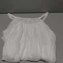 MANER Women's Plus Size Cami Casual Pleated Chiffon Tank Top with Beaded Strap, XXL