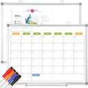 Dry Erase Calendar Whiteboard for Wall, 24" x 18" Magnetic Monthly White Board Calendar, Hanging Double-Sided White Board for Planning, Memo, School, Home, Office