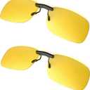 BLUE CUT Clip on Polarized Night Vision, Driving Sunglasses UV 400 Blocker To Wear Over Prescription Glasses