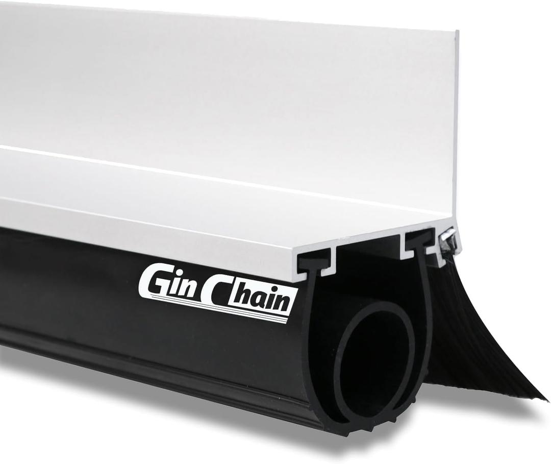 Garage Door Seals, Heavy-Duty U+O Shape Bottom Rubber with Aluminum Track Retainer Base + 5cm Brush Combination Kit, Universal Garage Door Weather Stripping Kit (10ft)