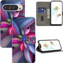 ALILANG for Google Pixel 9 Pro XL Wallet Case with Credit Card Holder, Flip Book PU Leather Protective Magnetic Cover for Pixel 9 Pro XL Case -Colourful Flowers