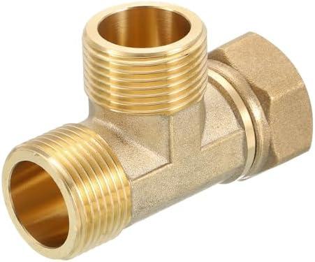 uxcell Brass Tee Swivel Pipe Fitting, G3/4" (Female x Male x Male) 3 Way T-Connector Fitting Coupler for Air Conditioner Refrigeration Plumbing, 1pcs