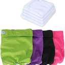 Teamoy Reusable Female Dog Diapers with Inserts (Pack of 4), Doggie Diaper Liners Period Pants for Dogs in Heat & Incontinence, Super-Absorbent, XL