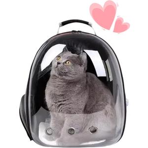 Cat Backpack Bubble, Cats and Dogs Pet Carrier Hard, Suitable for Cats Traveling Cat Bag Carrier, Transparent Outdoor Waterproof Spacecraft Pet Backpack Carrier(Black)