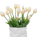 15 Pcs Fall Blue Artificial Tulips Fake Flowers, Premium Latex Lifelike Texture, UV Resistant Waterproof Faux Tulip Bouquets with Snap-on Petals for Outdoor, Home, Wedding Decor