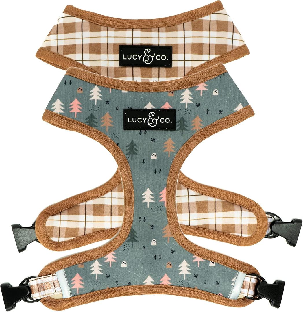Lucy & Co. Cute Reversible Dog Harness Walking Halter - Best Designer Pet Harnesses for XS - XL Dogs - Padded Adjustable Vest for Easy Walking (Medium, Ballet Bows - White & Pink Bows)