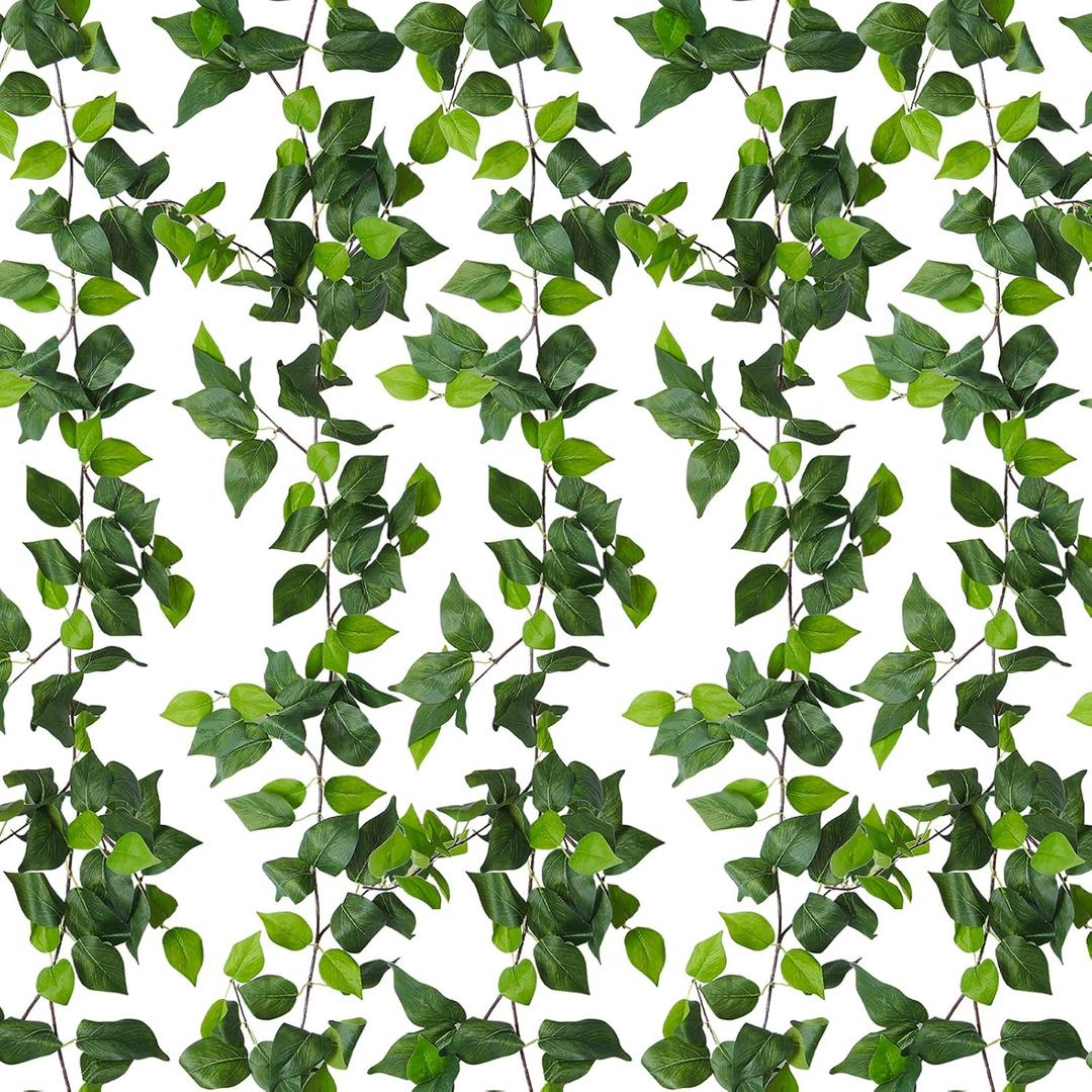 RECUTMS 6 Strands Artificial Vines Ivy Garland Fake Vine with Silk Green Leaves Hanging Plants Greenery Artificial Garland for Spring Summer Home Wall Bedroom Party Wedding Room Decor
