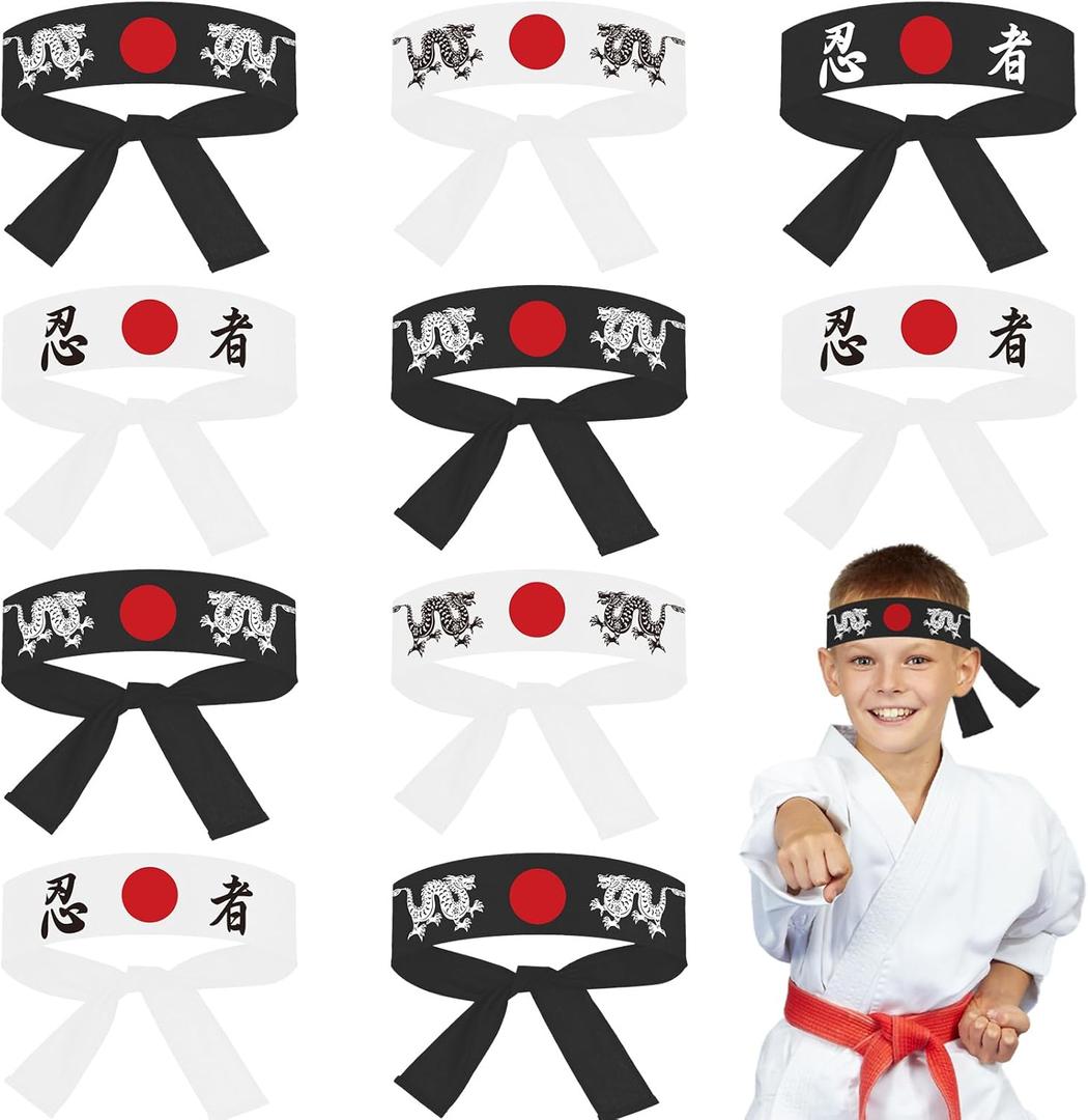 ZOIIWA 48Pcs Japanese Karate Headband Karate Headbands Karate Headbands Japanese Sushi Chef Bandana Headwear for Karate Sports Kitchen Cooking Costume Supply for Adults Birthday Party Favors