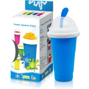Slushy Maker Cup, Slushie Cup Maker, Milk Cola Juice Squeeze Cup, Magic Quick Freeze Cup, Cooling Cup, Smoothies Cup with Lids and Straws for All Age (Blue)