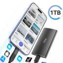 Aiibe 1TB External SSD USB C Portable SSD USB 3.2 Gen 2, Up to 1050MB/s, External Solid State Drive 1TB External Hard Drive for iPhone 17/16/15, Laptop (Black)