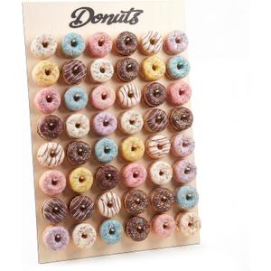 Threehoney 39.4" x 26" Extra Large Donut Wall Display Stand for 96 Donuts, Solid Wood Donut Wall Board for Wedding, Baby Shower, Birthday Party, Dessert Table Decorations(Natural)