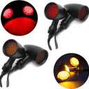 DREAMIZER 4pcs LED Motorcycle Amber Red Front Rear Brake Turn Signal Light Blinker Driving Tail Light Compatible With Sportster 883 Street bike Dirt bike Cruiser and chopper (Black)
