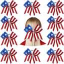 10 Pcs American Flag Glitter Cheer Hair Bows 8'' Patriotic Cheerleader Hair Bows Red White Blue Accessories with Elastic Ponytail Holder 4th of July Independence Day Accessory