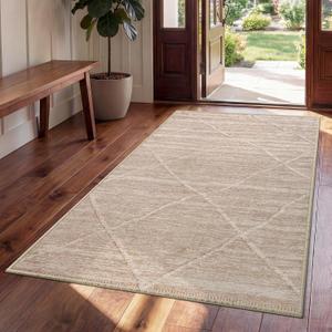 Entryway Rug 3x5, Non Slip Washable Entry Mat Fit Under Door, Thin Soft Low Pile Carpet Area Rugs for Laundry Kitchen, Morning Dawn