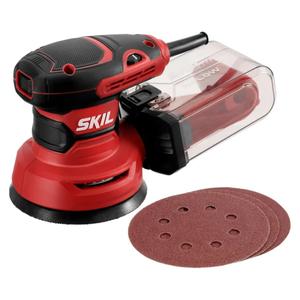 SKIL 5” Random Orbital Sander with Cyclonic Dust Box & 3pc Sanding Sheet - SR211601, Multicolor