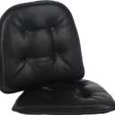 Klear Vu Omega Non-Slip Chair Cushions, Assembled in USA, U-Shaped Skid-Proof Seat Pads for Dining, Kitchen, Office, 15"x16", 2 Pack, Leather Black