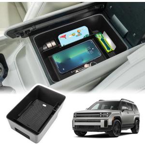 Center Console Organizer Tray Compatible with 2024 2025 2026 Hyundai Santa Fe Interior Storage Box Insert Secondary Accessories (Armrest Storage Tray)
