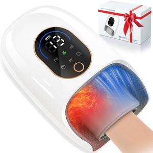 KingPavonini Hand Massager with Heat and Compression, Wrist Heating & Air-Compression, Palm Rolling, Cooling Fan, Cordless Wrist and Hand Massager for Arthritis and Carpal Tunnel, Gift for Women Men