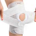 Knee Brace for Meniscus Tear, Knee Pain, Adjustable Breathable Knee Support with Side Stabilizers for Knee Pain Arthritis Recovery Joint Support, Women and Men (Large, White)