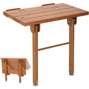 Magam Folding Wall Mounted Shower Seat,Teak Folding Shower Seat,Wall Mounted Folding Shower Seat with Legs,Safe and Reliable Folding Shower Seat for Adults,Pregnant Woman, Elderly and Disabled