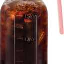 64oz Glass Pitcher with Handle and Lid, 2 Quart Mason Jar Pitcher - Airtight & Leakproof Water Jug with Pour Spout Lid, Glass Containers for Fridge, Perfect for Juice, Cold Brew, Iced & Sun Tea