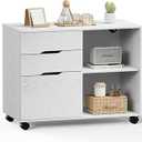 3 Drawers Lateral File Cabinet, Rolling Wooden Printer Stand Under Desk Storage Organizer with 4 Wheels Adjustable Shelf for Office Home