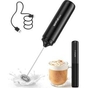 SIMPLETaste Milk Frother Wand Rechargeable Handheld Drink Mixer, USB-C Electric Whisk with Stainless Steel Whisk for Coffee, Lattes, Cappuccino, Matcha, Hot Chocolate & Creamer