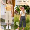 Vinsatin 3 Pack Girls' Capri Pants Wide Leg, 3-Color, 13-14 Years