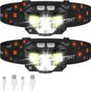 LHKNL Headlamp Flashlight, Lumen Ultra-Light Bright LED Rechargeable Headlight with White Red Light, 2-Pack Waterproof Motion Sensor Head Lamp,8 Modes for Outdoor Camping Running Hiking Fishing