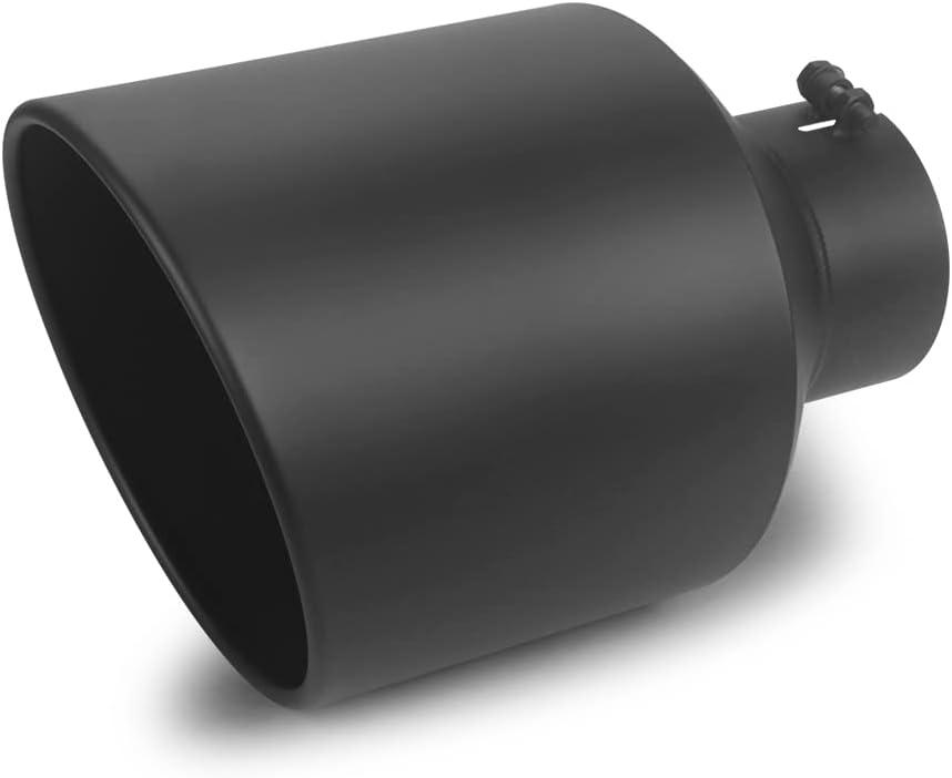 LCGP 5" Inlet 10" Outlet 15" Long Rolled End Angle Cut Bolt On Exhaust Tip Tail Pipe,Black Powder Coated.